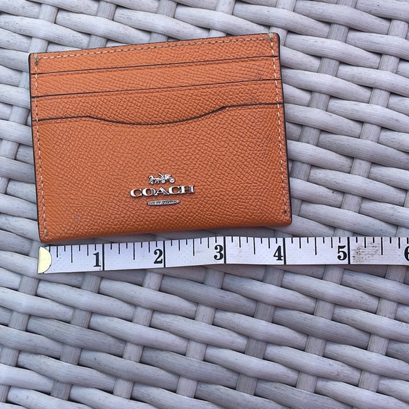 COACH Slim Id Card Case- Silver/Bright Mandarin - Picture 5 of 9